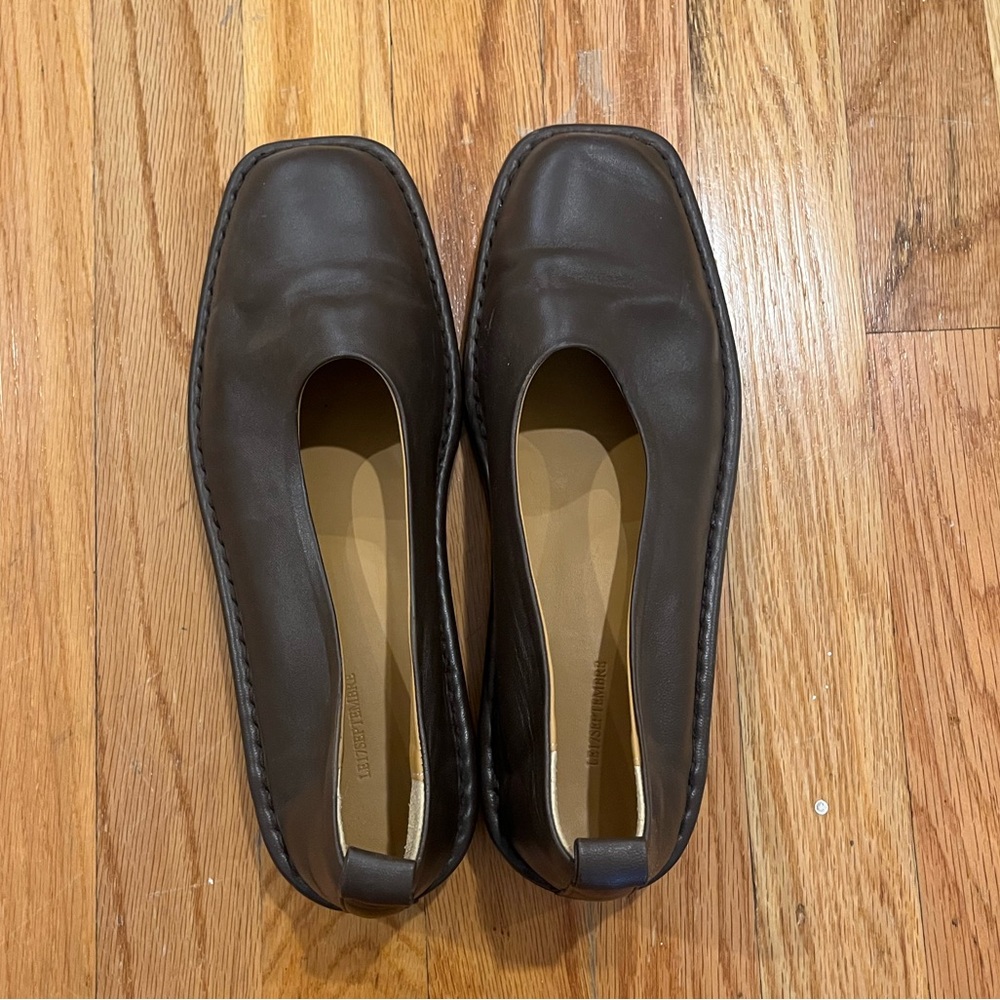 Le17septmebre brown square toe leather flats
